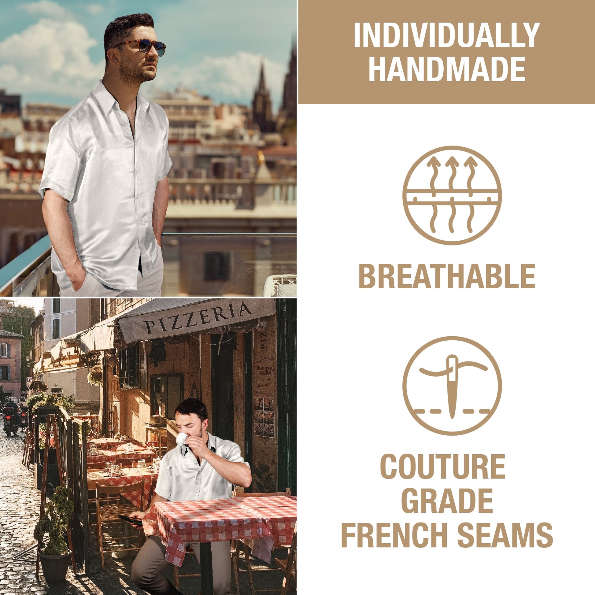 Artisan Silk Shirt Short Sleeves, Washable - Tara Sartoria