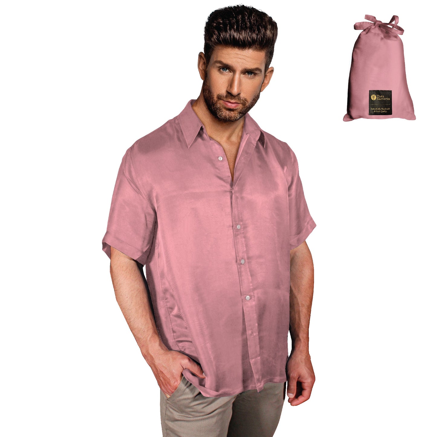 Artisan Silk Shirt Short Sleeves, Washable - Tara Sartoria