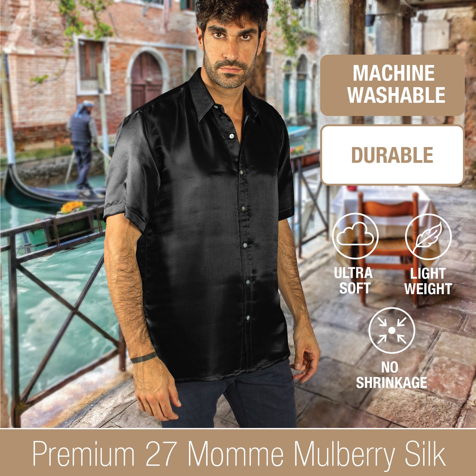 Artisan Silk Shirt Short Sleeves, Washable - Tara Sartoria