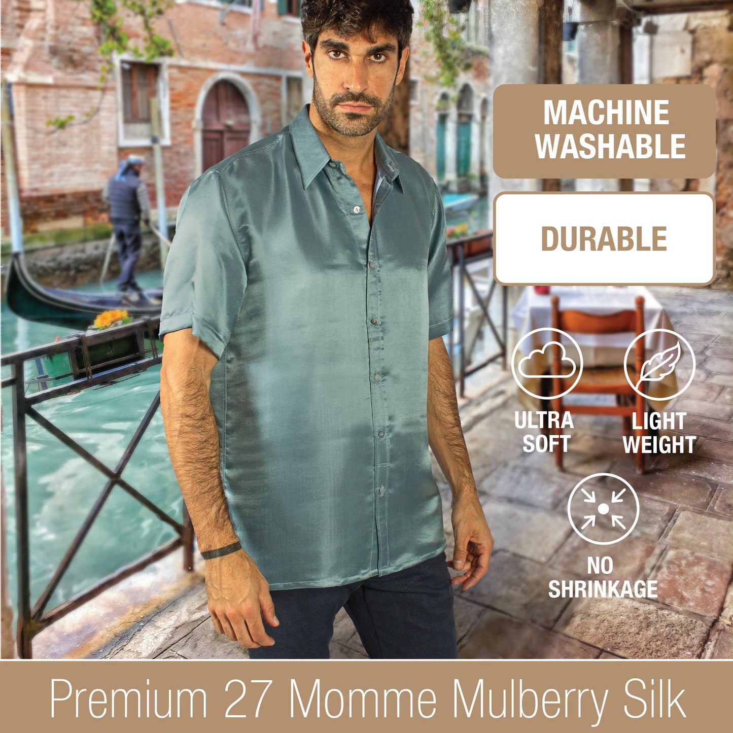 Artisan Silk Shirt Short Sleeves, Washable - Tara Sartoria