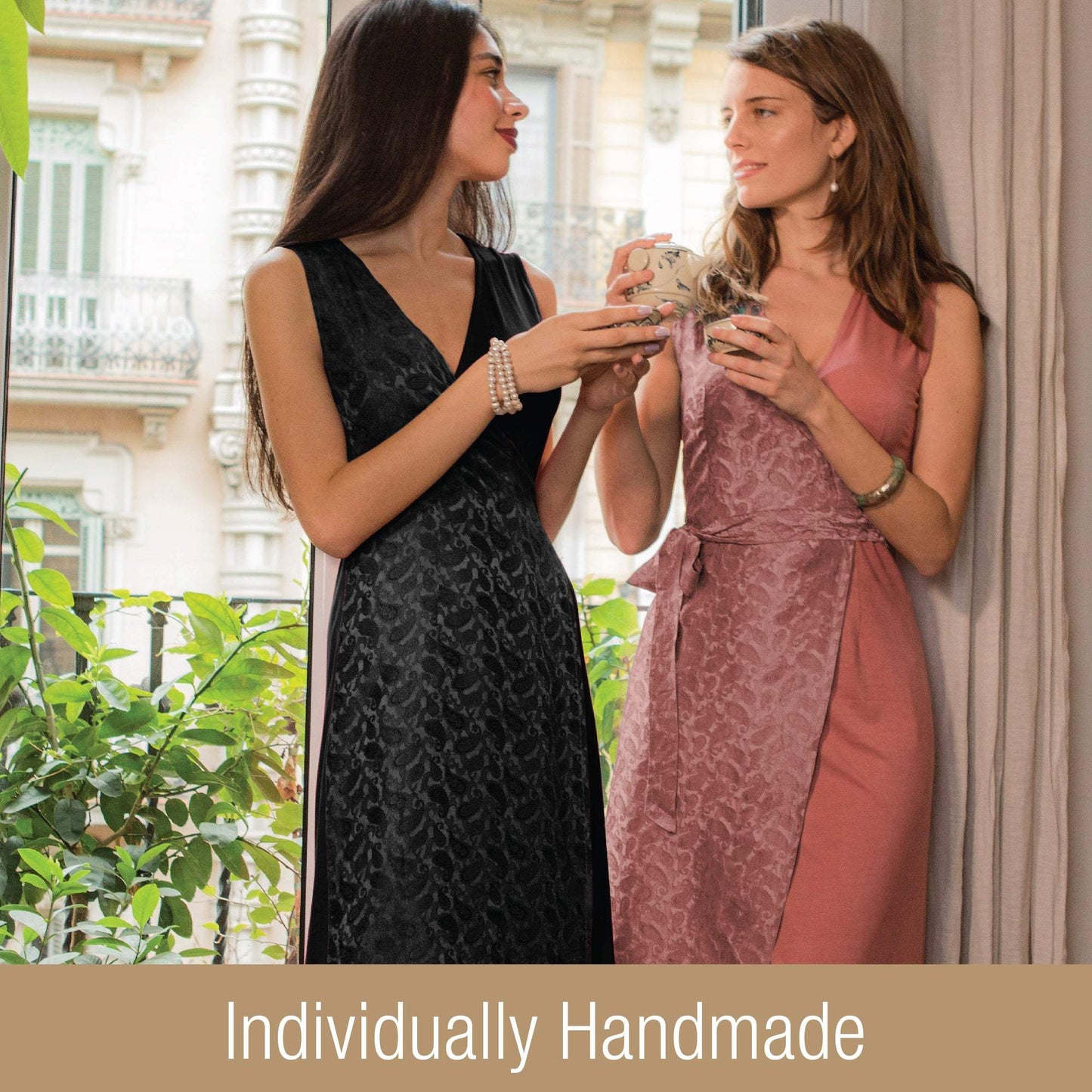 Luxury Artisan Silk Dress For Women Elegant, Wrap Dress Midi Silk & Cotton, Washable Natural Mulberry Silk - Tara Sartoria