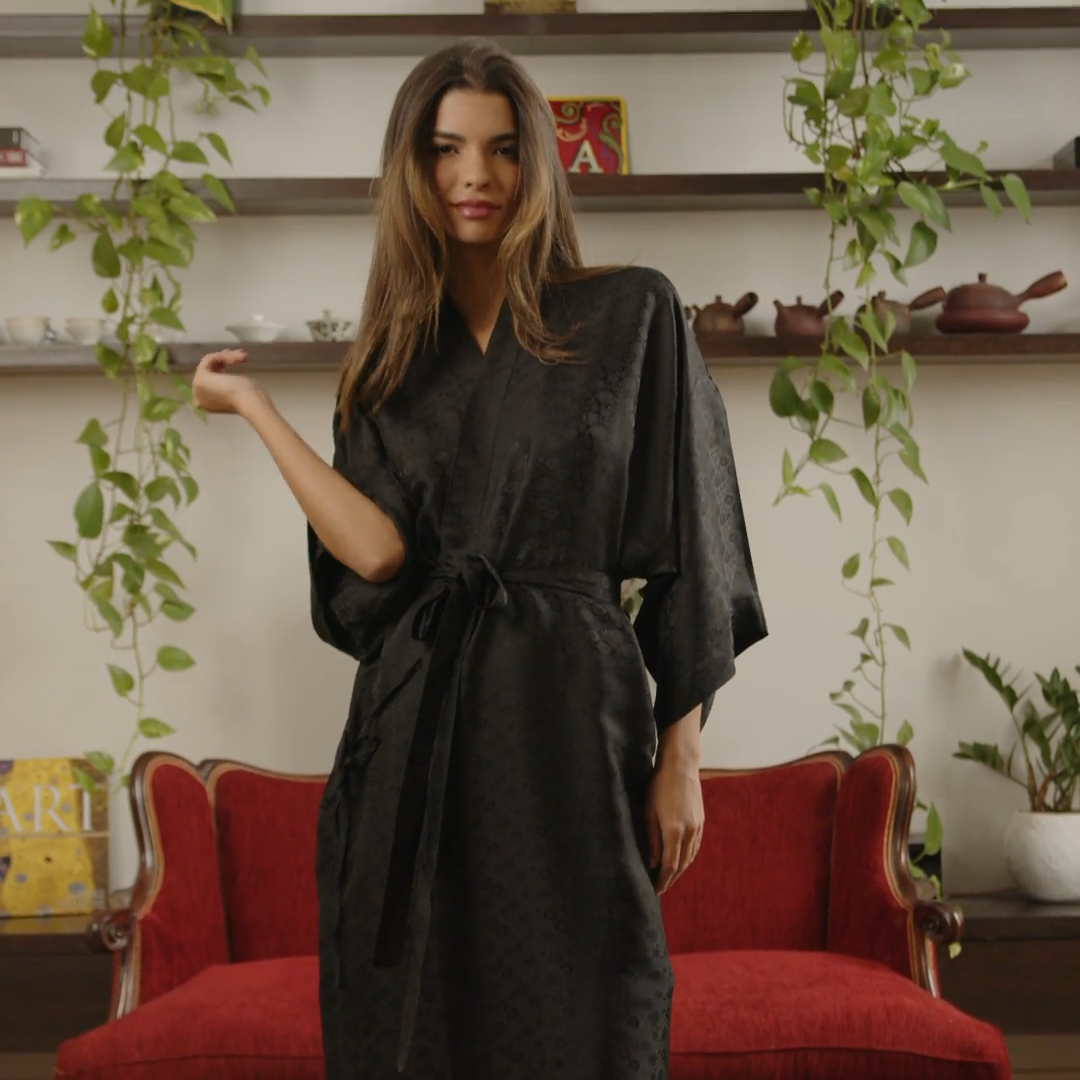 Luxury Artisan Silk Kimono Robes For Women, Jacquard Tara Sartoria