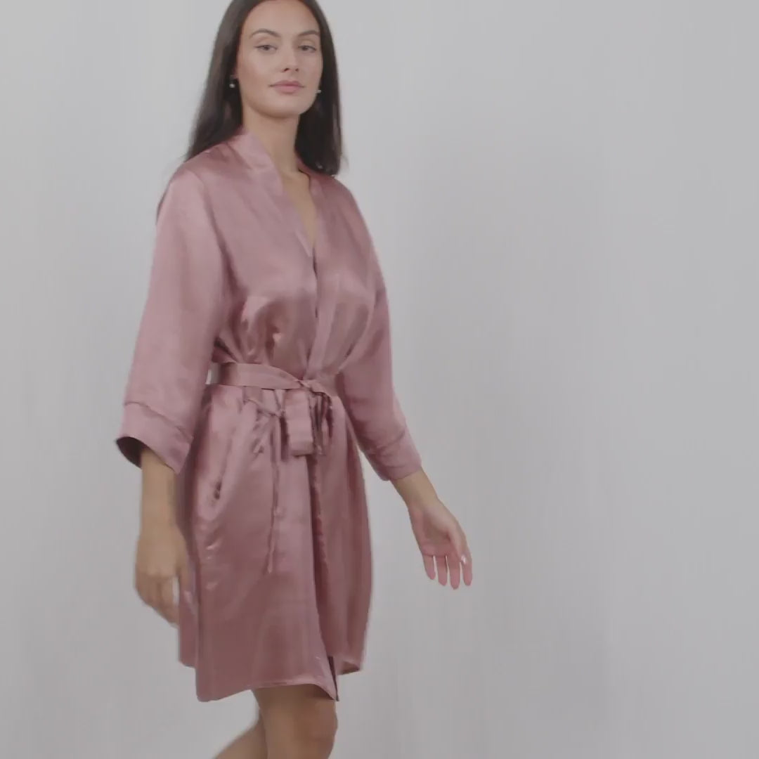 Luxury Artisan Robes For Women, Short, Washable Natural Mulberry