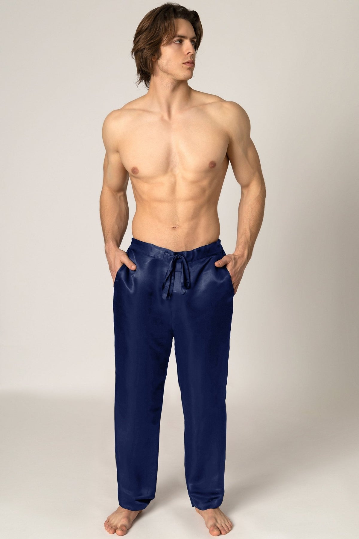 silk dress pants men Usnsm Men Ice Silk Dress Pants Casual Suit Pant Solid Wide Leg Business Trousers Straight Streetwear Comfortable Oversize Pants Black L, Men's, Size: