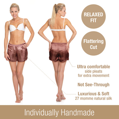 Luxury Artisan Silk Pajama Shorts For Women, Washable Natural Mulberry Silk