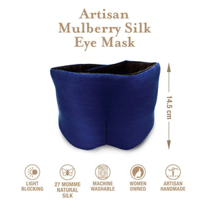 Full Black-Out Silk Sleep Mask in Plain Blue