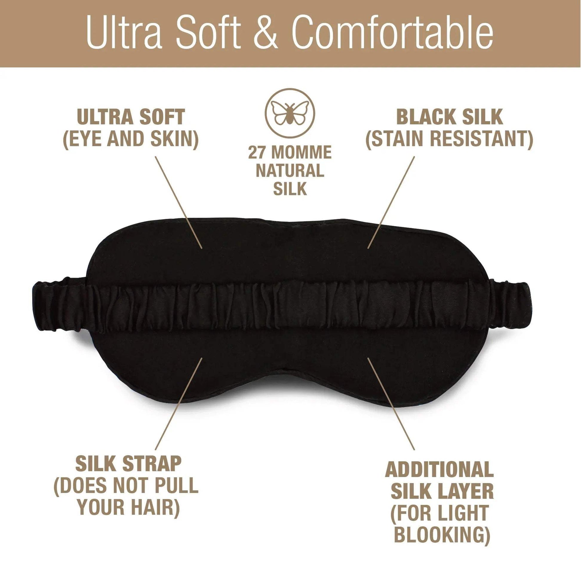 Silk Sleeping Mask - Black, Luxury and Comfort