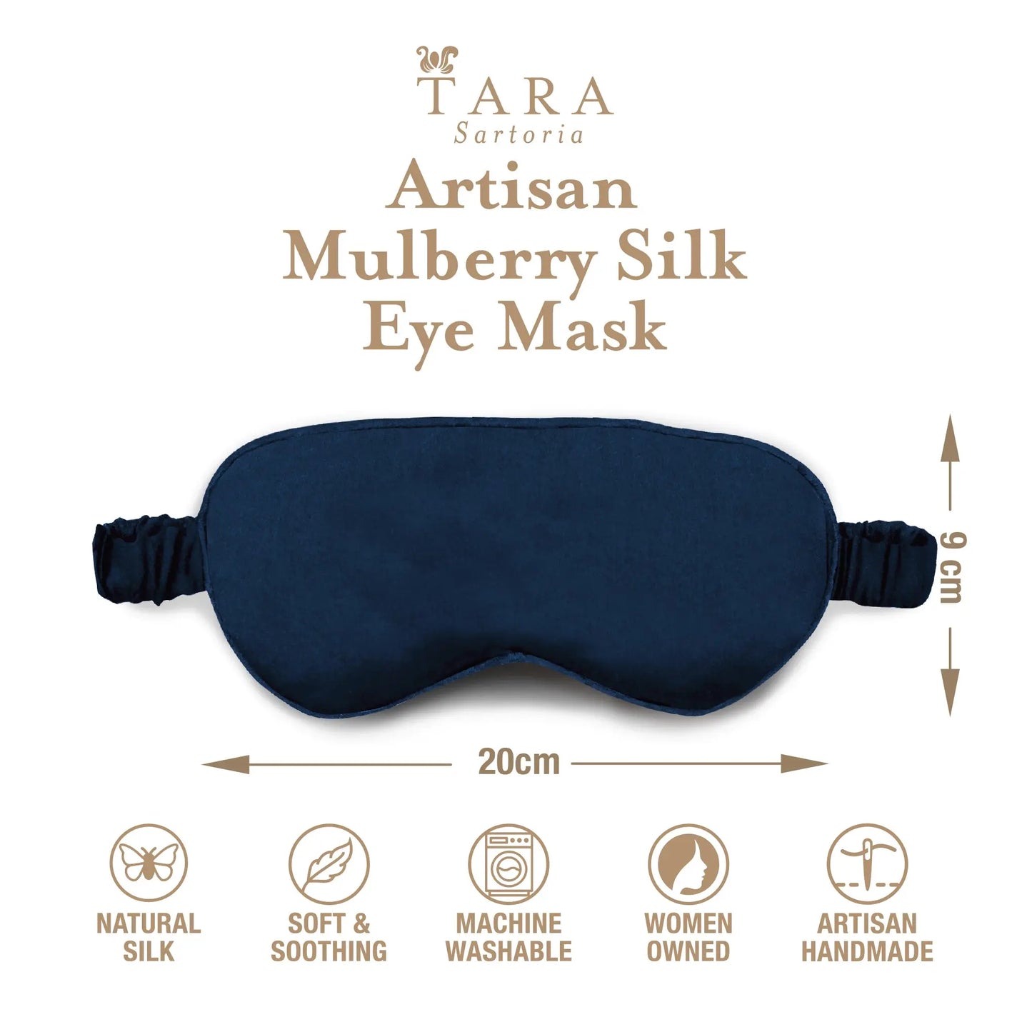 Luxury Silk Sleep Mask in Blue Tara Sartoria
