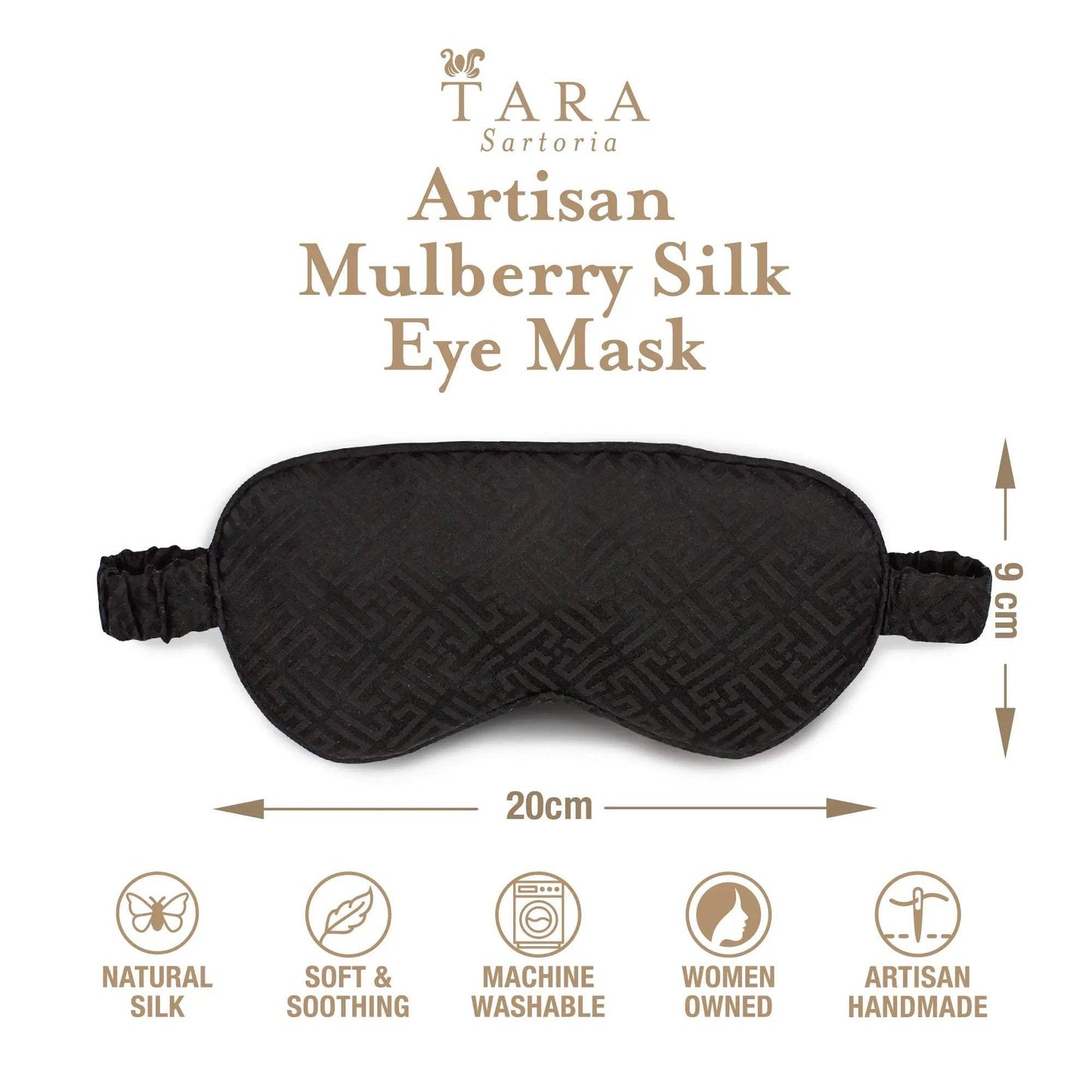 Luxury Silk Sleep Mask in Black Tara Sartoria