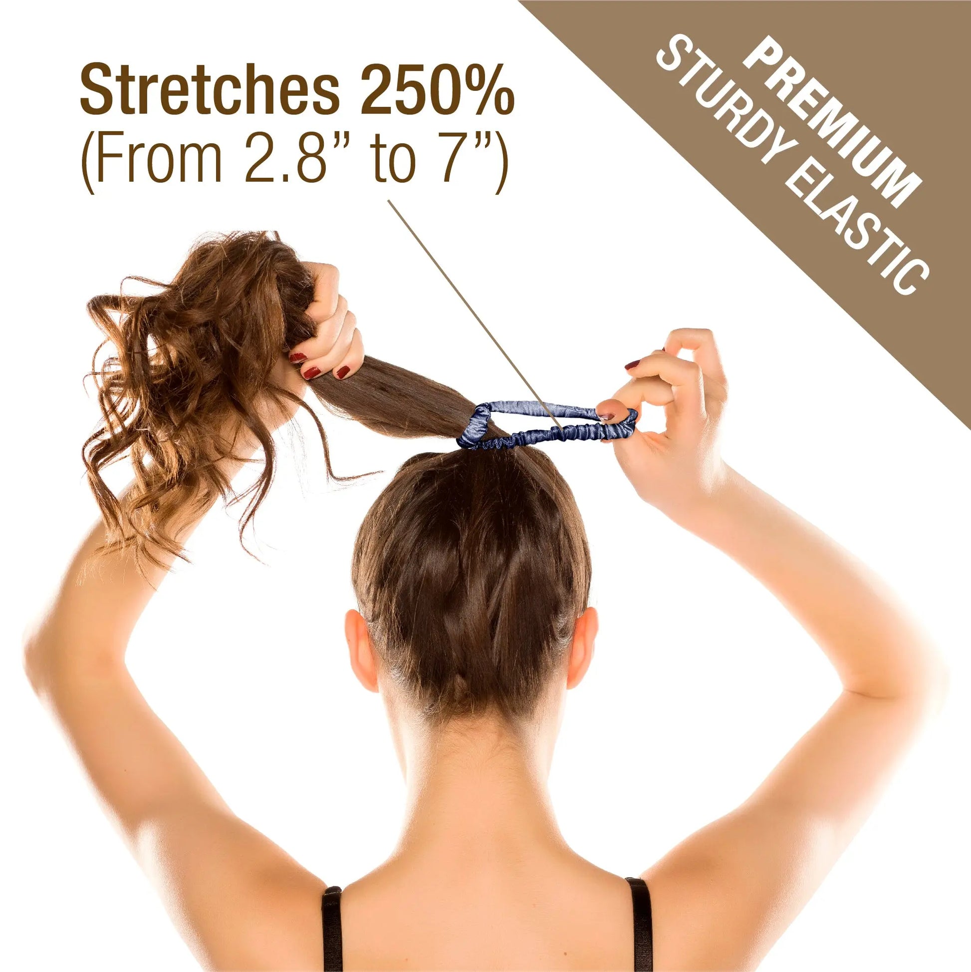 Skinny Silk Scrunchies For Hair, 3 Pieces (Light Blue, Navy Blue, Silver Grey) Tara Sartoria