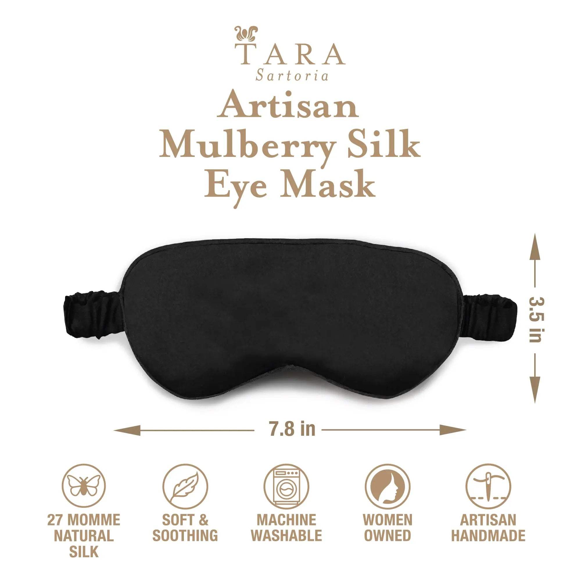 Luxury Silk Sleep Mask in Black - Tara Sartoria
