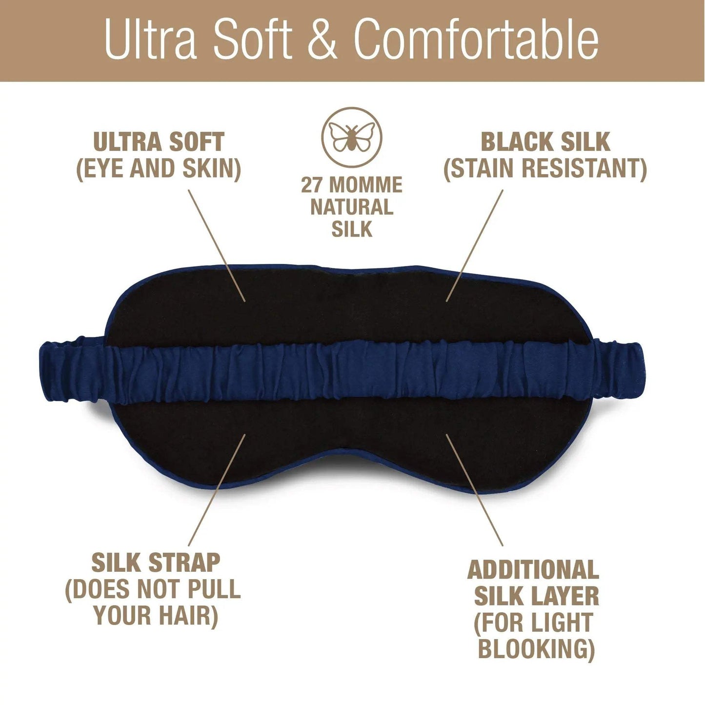 Luxury Silk Sleep Mask in Blue - Tara Sartoria