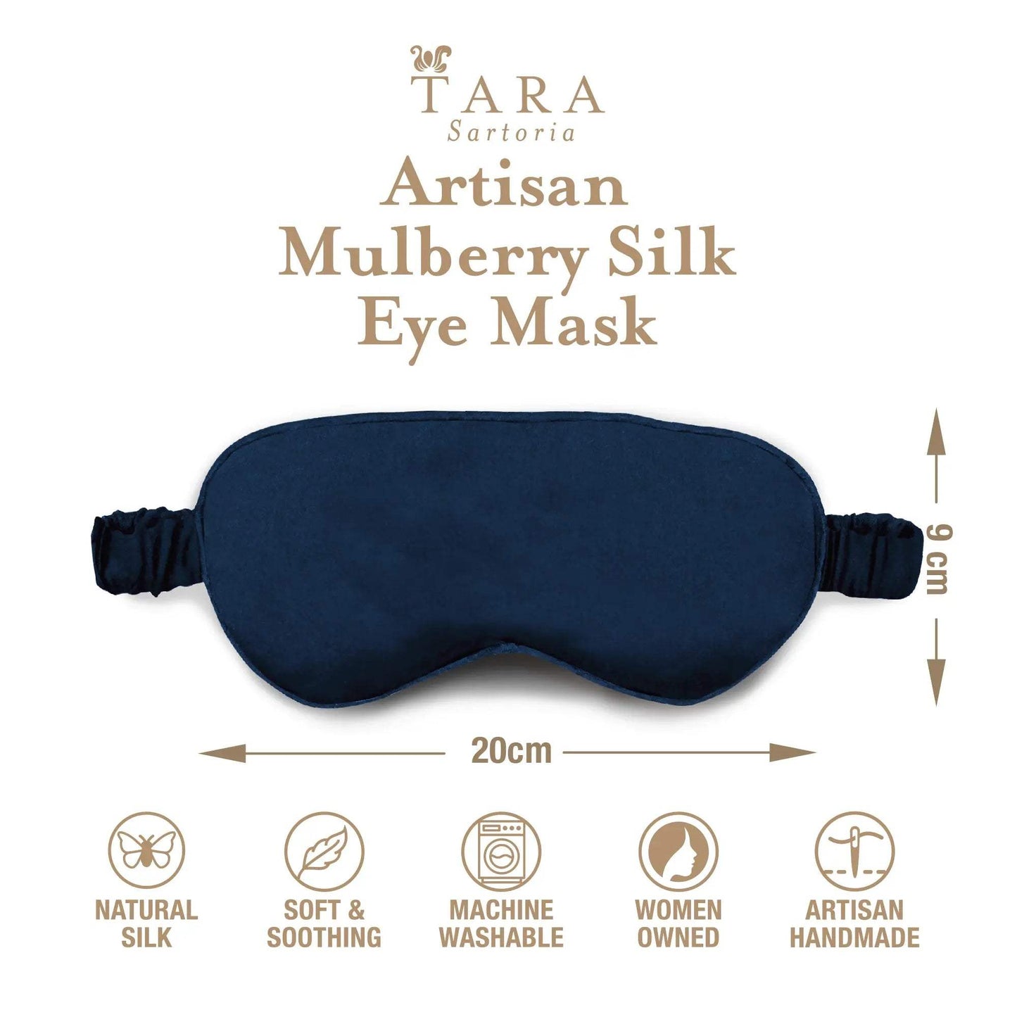 Luxury Silk Sleep Mask in Blue - Tara Sartoria