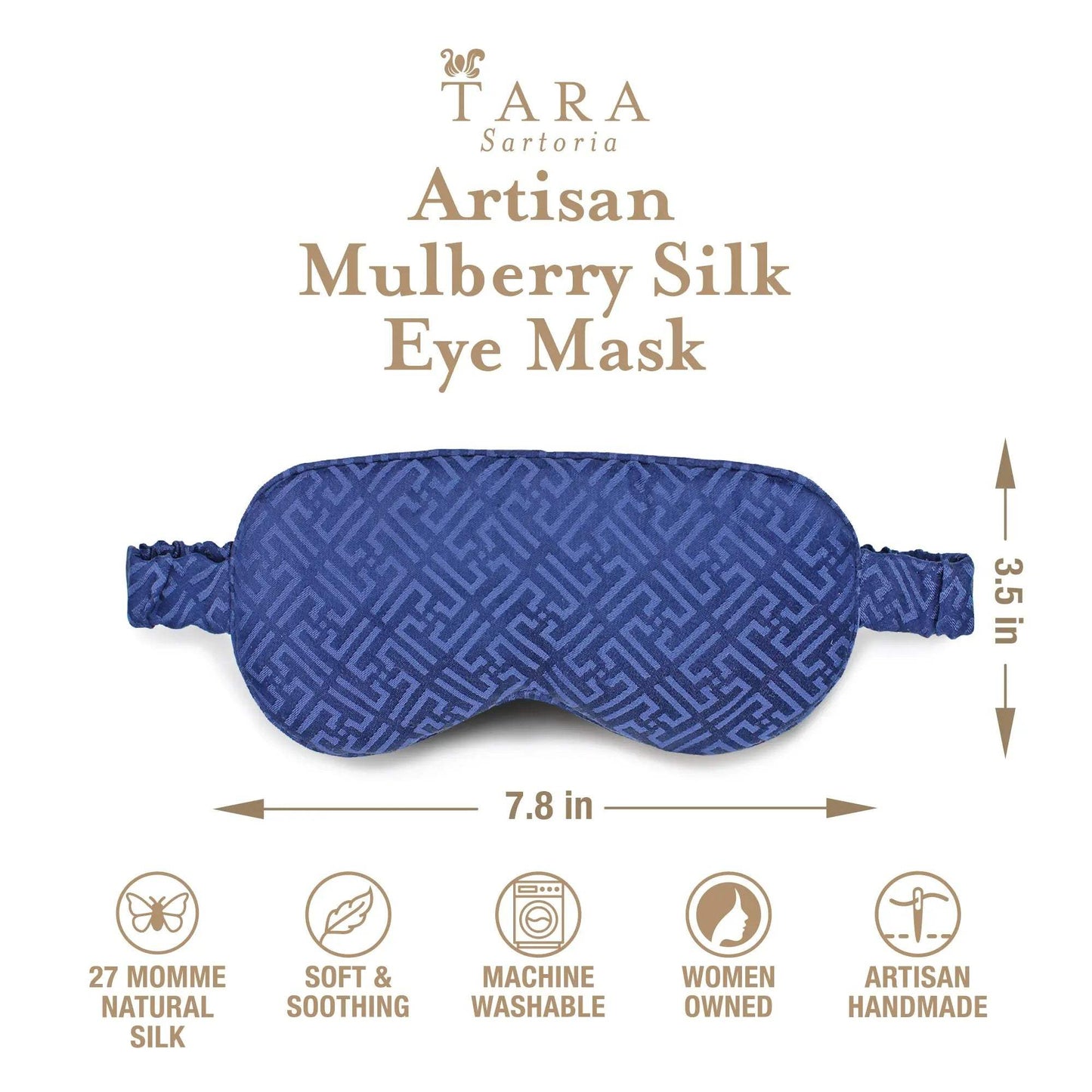 Luxury Silk Sleep Mask in Blue - Tara Sartoria